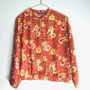 Corvia Light orange floral light jacket-shirt sized XL